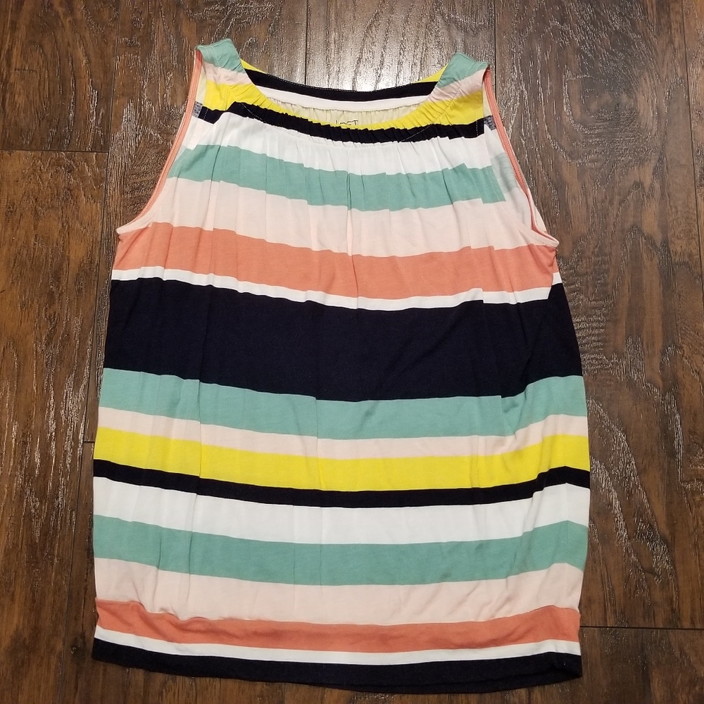 Loft Tank Top Stripe Pink Yellow Size M Medium